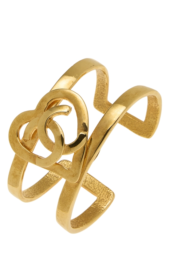 Gold 'CC' Heart Bangle, , large image number 0