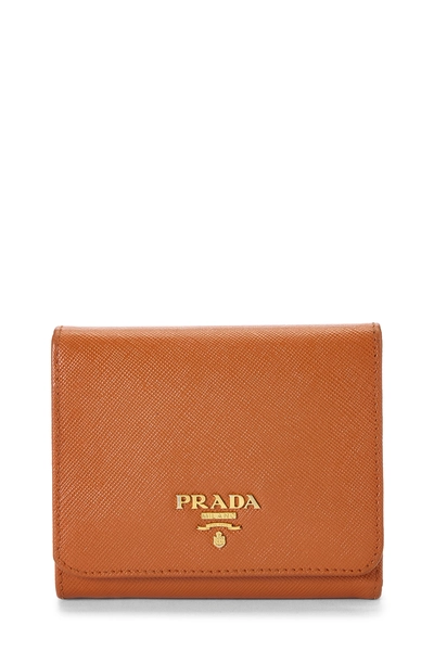 Orange Saffiano Compact Wallet