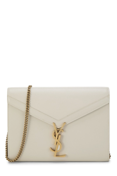 White Grainy Leather Cassandra Wallet On Chain (WOC)
