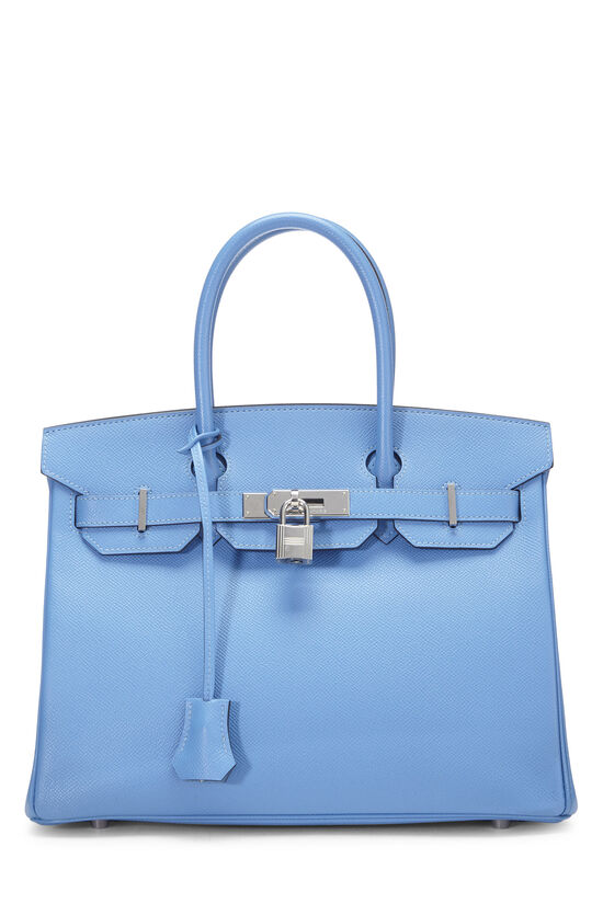 Hermes Birkin 30 Bag Blue Celeste Gold Hardware Epsom Leather For
