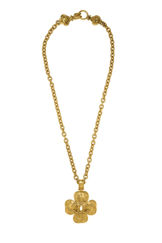 Gold 'CC' Clover Necklace, , large image number 0