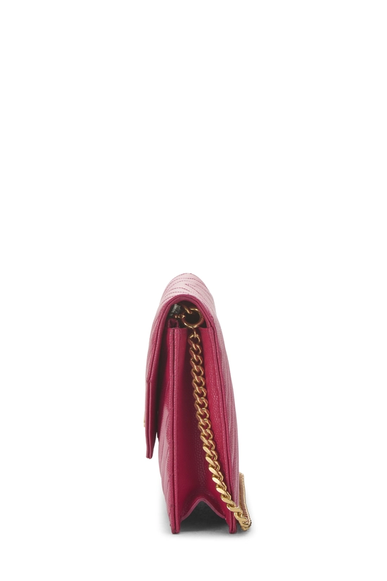 Pink Grained Calfskin Envelope Wallet On Chain (WOC), , large image number 2