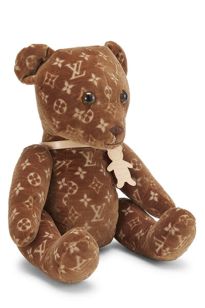 Brown Monogram Velour DouDou Teddy Bear, , large