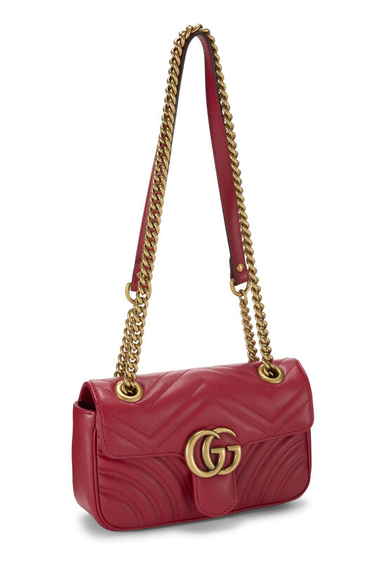 Red Leather GG Marmont Shoulder Bag Mini, , large image number 1