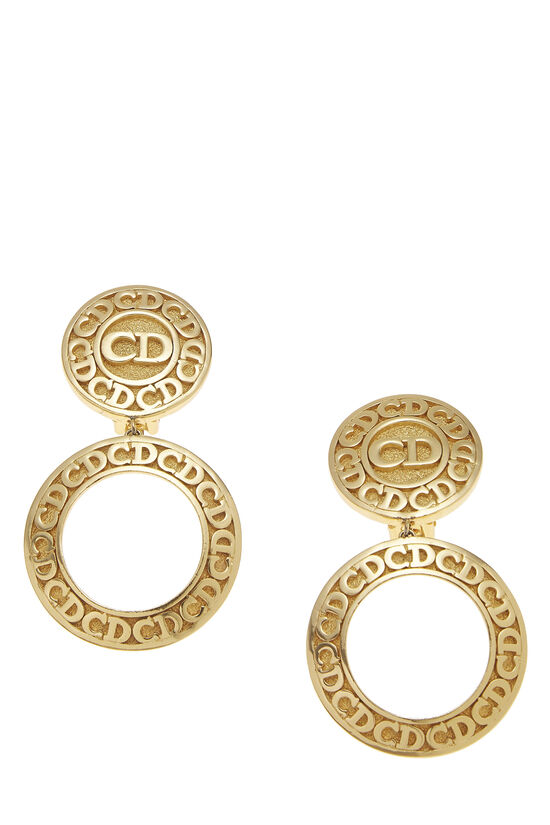 Gold Cutout Logo Dangle Earrings, , large image number 0