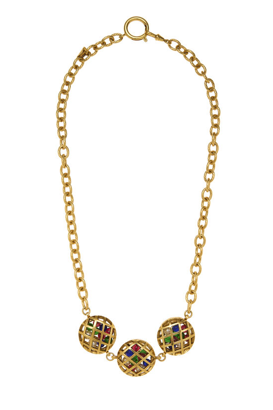 Gold Multicolor Gripoix Pendant Necklace, , large image number 0
