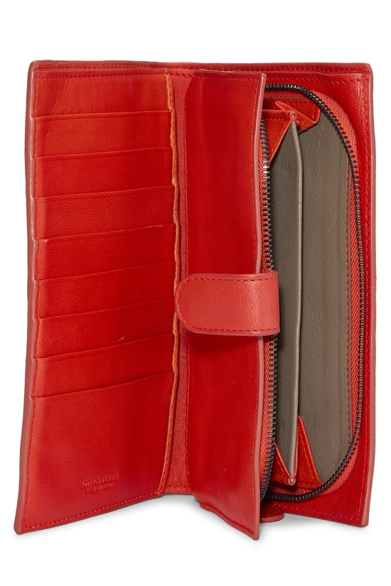 Orange Intrecciato Compact Zip Wallet, , large image number 3