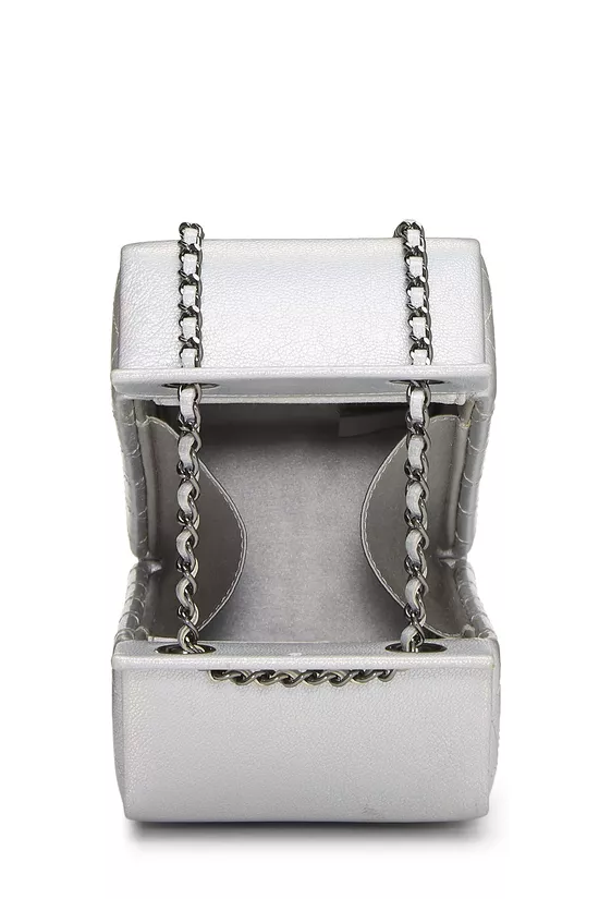 Metallic Silver Leather Coco Milk Carton Bag, , large image number 5