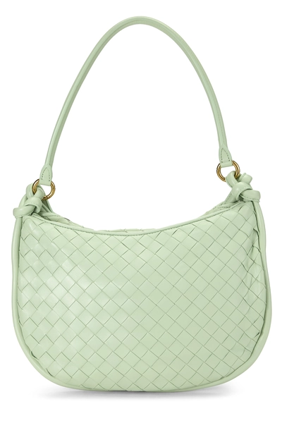 Green Intrecciato Leather Gemelli Medium