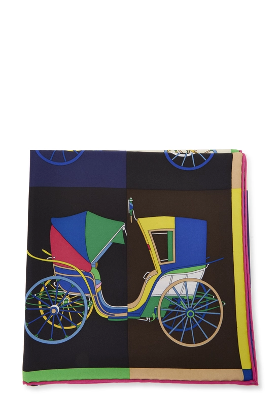 Multicolor 'Voitures Exquises' Silk Scarf 90, , large image number 1