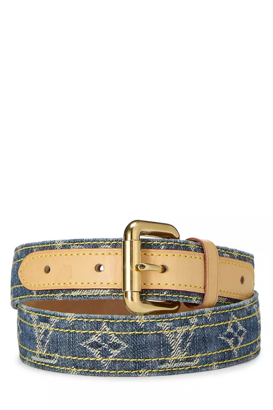 Blue Monogram Denim Belt 80, , large image number 0