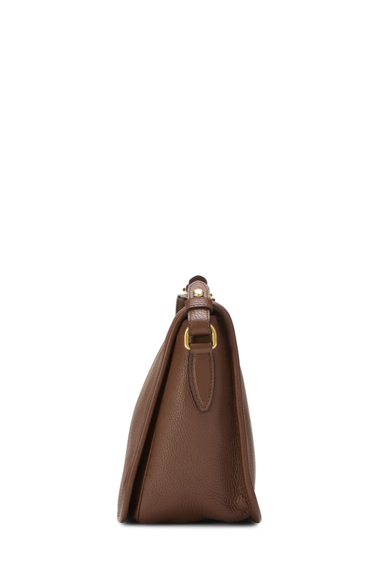Brown Vitello Daino Flap Crossbody Bag, , large image number 2