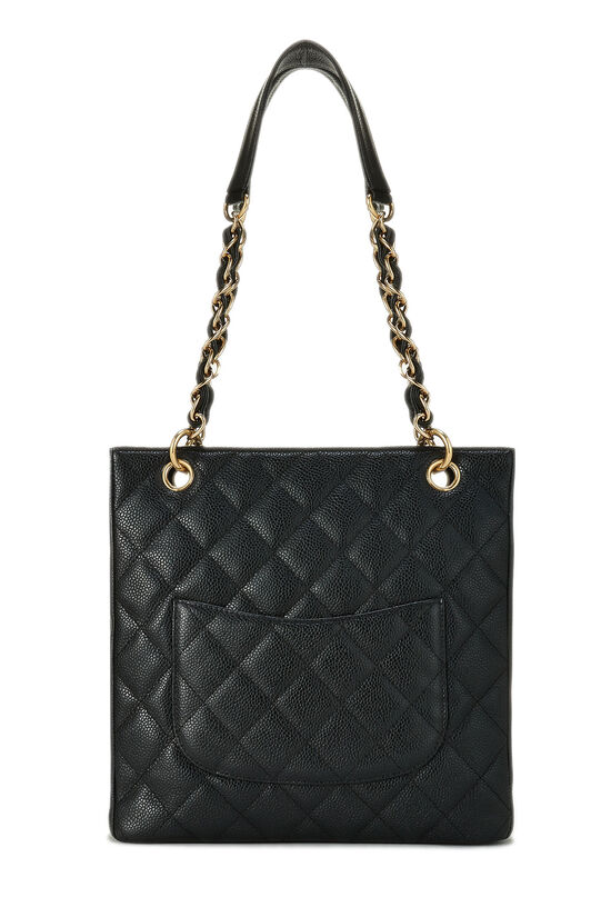 Black Quilted Caviar Petite Shopping Tote (PST), , large image number 3