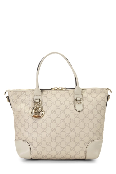 Gucci White Guccissima Heart Bit Zip Tote