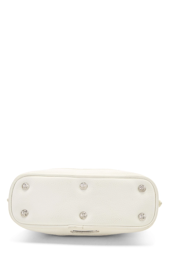 White Leather Cross Top Handle Bag, , large image number 4