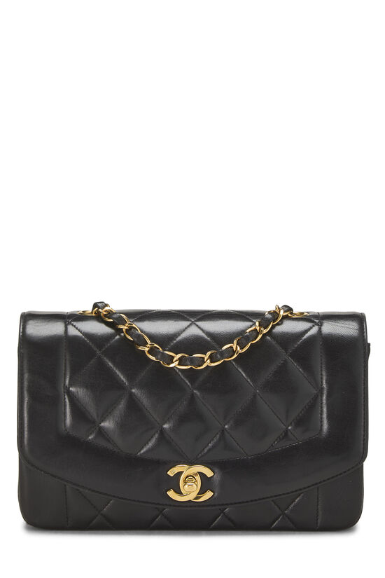 Black Quilted Lambskin Diana Flap Small, , large image number 0