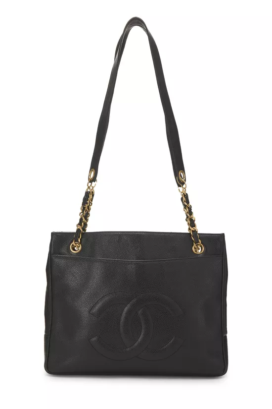 Black Caviar Flat Chain Handle Tote Medium, , large image number 0