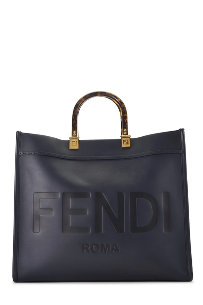 Navy Calfskin Sunshine Shopper Medium