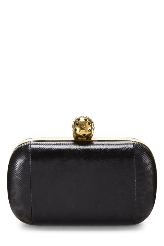 Black Leather Skull Box Clutch, , large image number 3