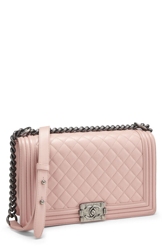 Chanel Pink Quilted Calfskin Boy Bag Large QNB03E3RKB007