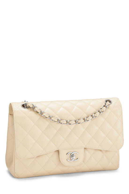 Beige Quilted Caviar New Classic Double Flap Jumbo, , large image number 1