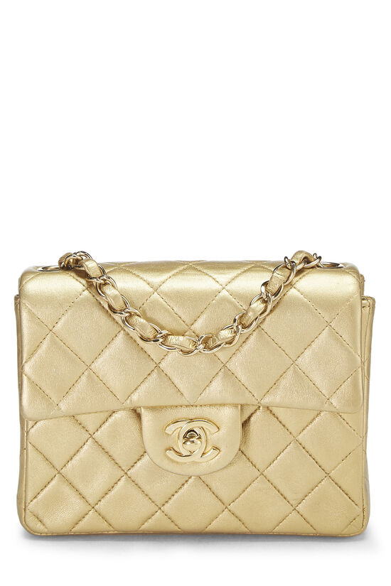 Metallic Gold Quilted Lambskin Half Flap Mini, , large image number 1