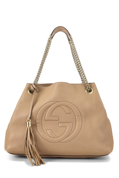 Beige Leather Soho Chain Tote