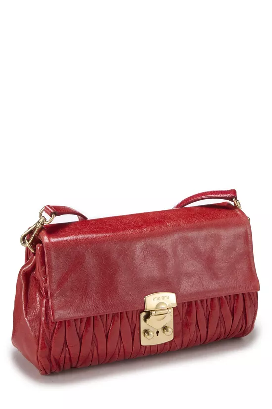 Red Nappa Flap Shoulder Bag, , large image number 1