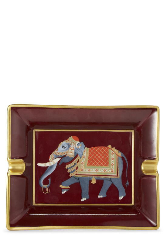 Burgundy 'Elephant' Porcelain Ashtray, , large image number 0