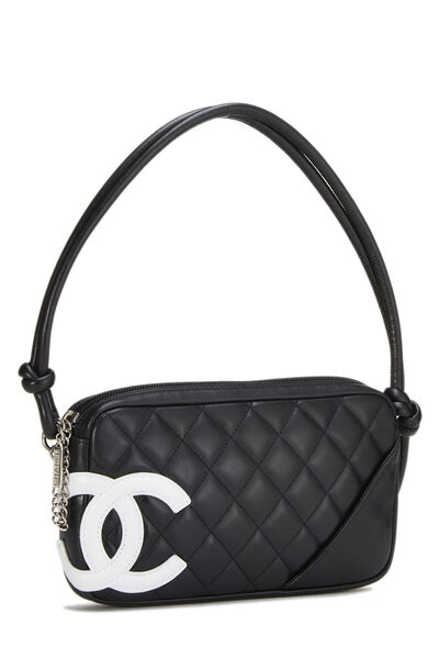 Black Quilted Calfskin Cambon Shoulder Bag Mini, , large