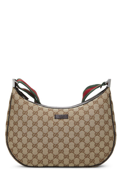 Brown GG Canvas Web Round Messenger Large