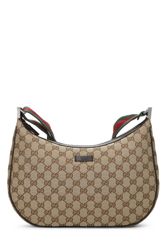 Brown GG Canvas Web Round Messenger Large, , large image number 0