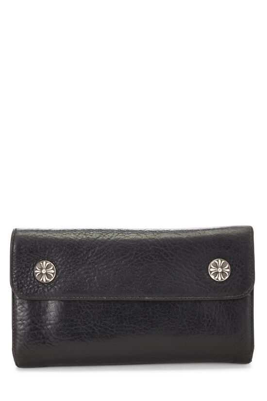 Black Leather Wave Cross Ball Long Wallet, , large image number 0