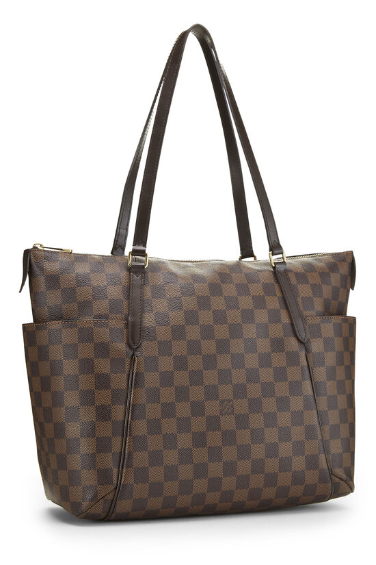 LOUIS VUITTON Totally GM White Checkered Coated Canvas Shoulder Bag Tote Bag