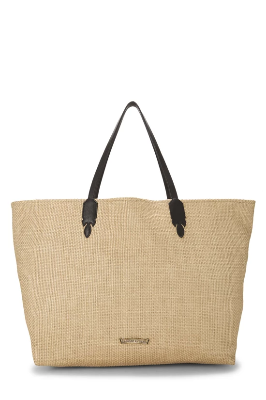 Beige Straw Cross Logo Tote, , large image number 3