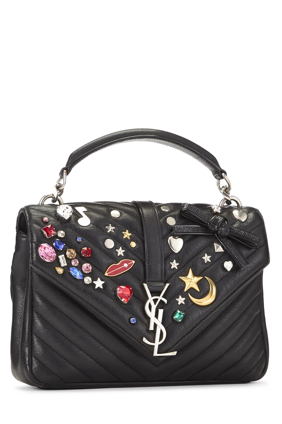 Black Chevron Leather Embellished College Medium, , large image number 1