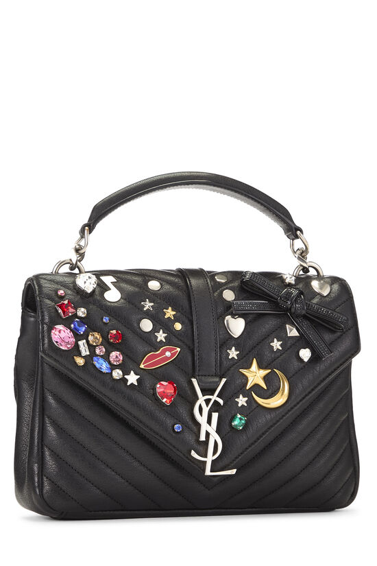 Black Chevron Leather Embellished College Medium, , large image number 1