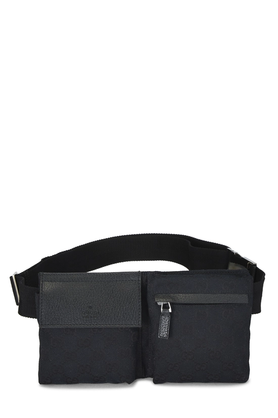 Black GG Canvas Double Pocket Waist Pouch, , large image number 0