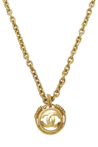 Gold 'CC' Spring Border Necklace, , large