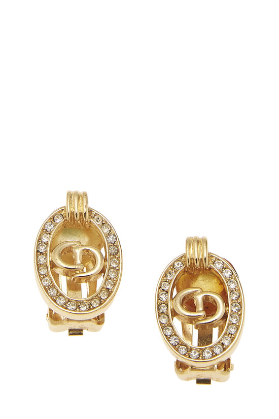 Gold Crystal 'CD' Earrings, , large image number 0