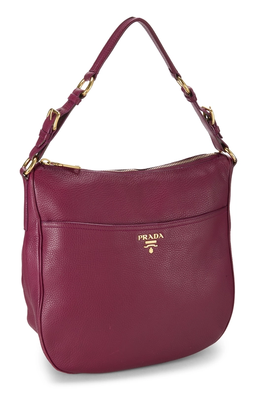 Burgundy Vitello Daino Front Pocket Hobo Medium, , large image number 1