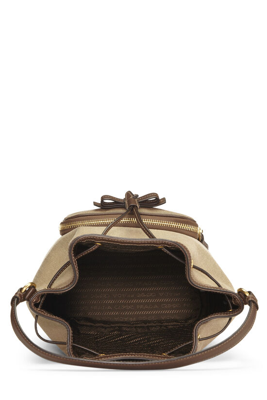 Brown Logo Jacquard Canvas Bucket Bag, , large image number 6
