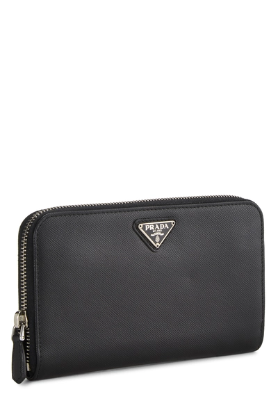 Black Saffiano Zip Around Wallet, , large