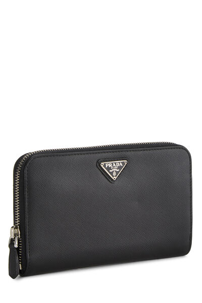 Black Saffiano Zip Around Wallet, , large
