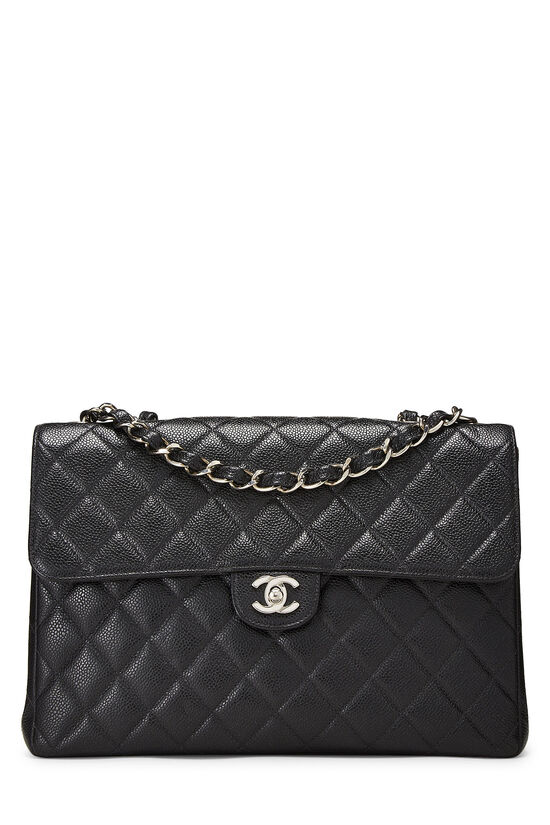 Black Quilted Caviar Half Flap Jumbo, , large image number 0