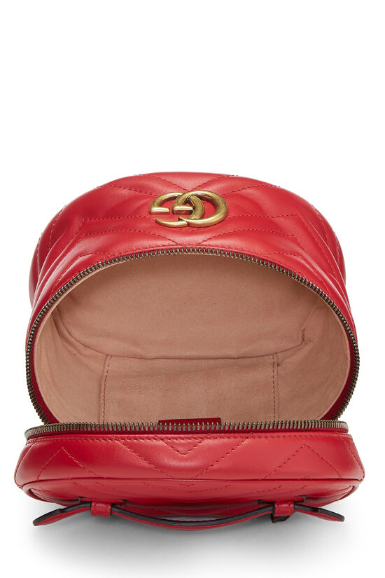 Red Leather 'GG' Marmont Backpack Mini , , large image number 6