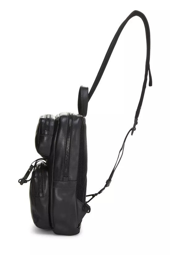 Black Leather Sling Backpack, , large image number 2