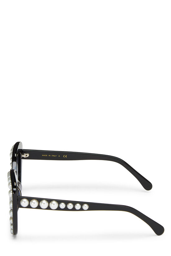 Black Acetate Faux Pearl Sunglasses, , large image number 4