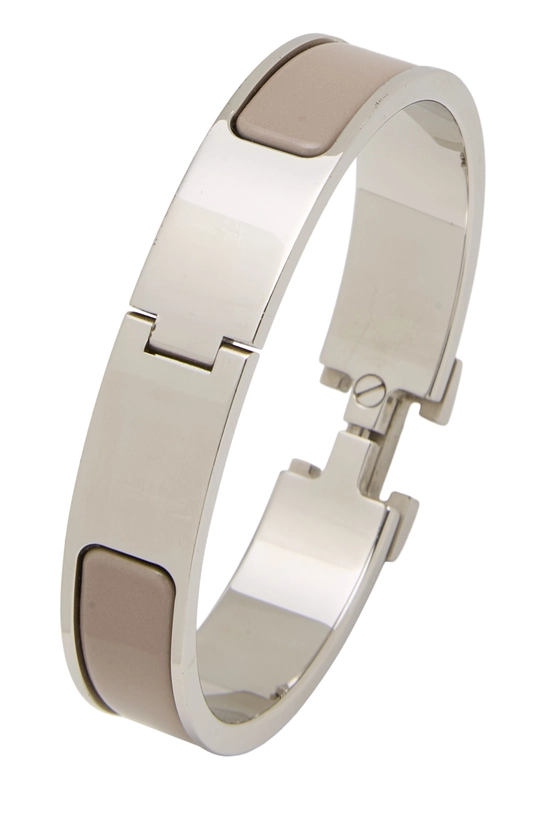 Beige Enamel Clic-Clac 'H' Bracelet Narrow PM, , large image number 1
