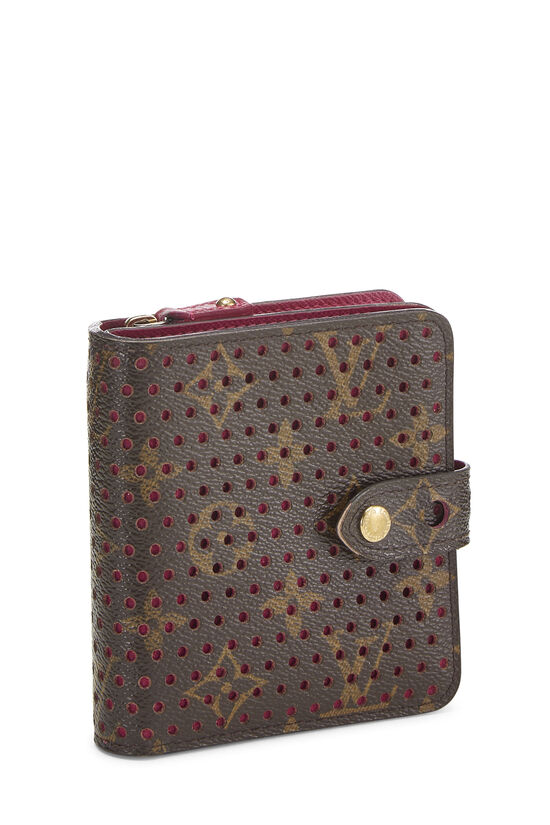 Pink Monogram Perforated Compact Zip Wallet, , large image number 3